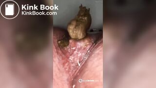 BBW foreign bitch shits in toilet gaping pussy