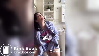 BBW foreign bitch shits in toilet gaping pussy