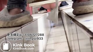 Beautiful woman pooping in the toilet