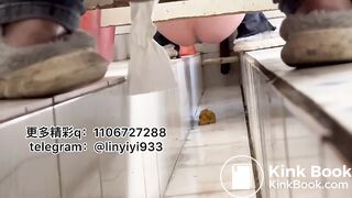Beautiful woman pooping in the toilet