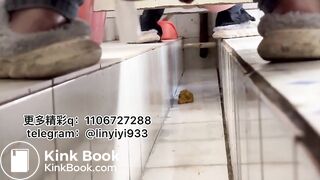 Beautiful woman pooping in the toilet