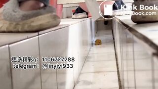 Beautiful woman pooping in the toilet