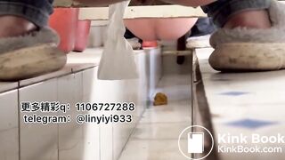 Beautiful woman pooping in the toilet