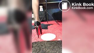 Valentina Tranny pooping in dish huge poop smoke