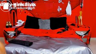 Dirty with drink vomit and hide dildoes in ass + S