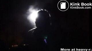 brunette smear, eats and fucks with scat in public