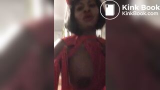 Filthy ebony piss puke shit cam girl dog talk