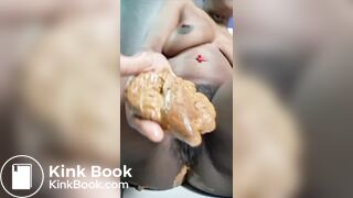 Ebony shit dildo anal then eat