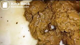 Golden fingertips covered in shit