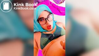 Muslim Hijabi transgender peeing her face.