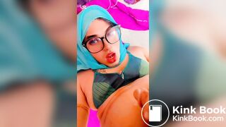 Muslim Hijabi transgender peeing her face.