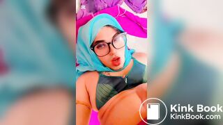 Muslim Hijabi transgender peeing her face.