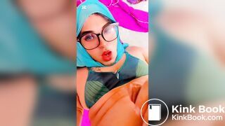 Muslim Hijabi transgender peeing her face.