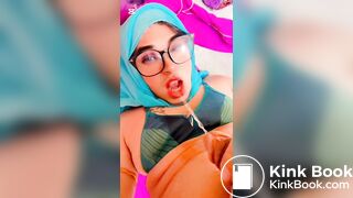 Muslim Hijabi transgender peeing her face.