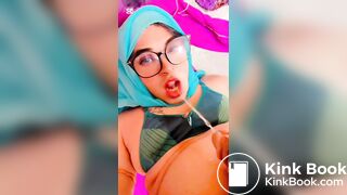 Muslim Hijabi transgender peeing her face.