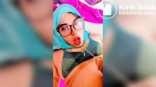 Muslim Hijabi transgender peeing her face.