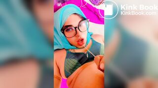 Muslim Hijabi transgender peeing her face.