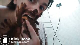 Nasty milf smearing shit on her face