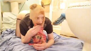 I play with dirty dildo and make shit in my panty