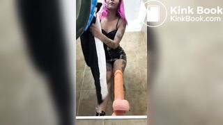 Pretty bitch shits dildo play sucks turds too
