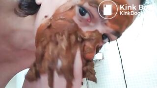 She smears poop on her entire face