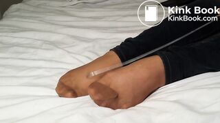 asian very mad in pantyhose against her boyfriend