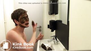 mature woman smearing face with scat