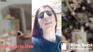 Red hair girl dirty play in public places and bath