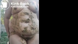 Chubby lady smears shit