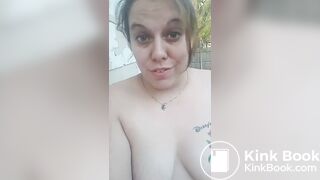 Chubby lady smears shit