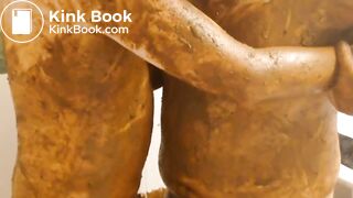 two shit covered gay guys hugging