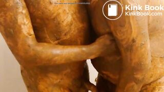 two shit covered gay guys hugging