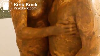 two shit covered gay guys hugging