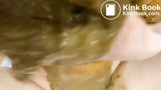 Filthy girl makes a liquid mess