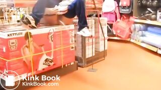 Girls pissing in shops