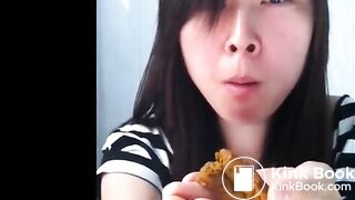 Beautiful Chinese scat girl pooping and eating own