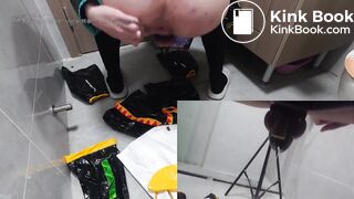 Femboy cosplay miku poop on rin's clothes