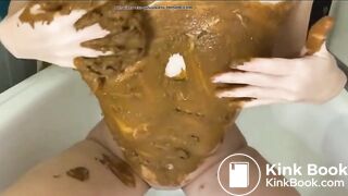 Young scat whore eating her warm shit