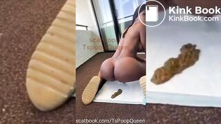 TS Poopqueen shitting scat mix