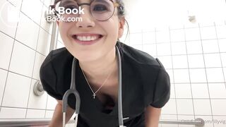 Nurse puts a plug in at work