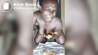 Dark skinned ebony shit then eats it