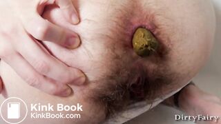Hairy asshole with shit