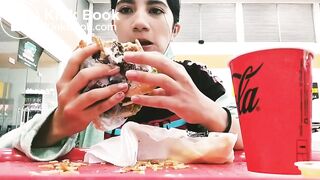 She eats a scat burger