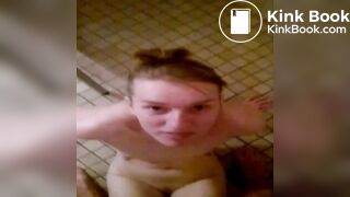 Skinny daughter with shit and piss.