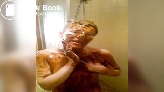 Skinny daughter with shit and piss.