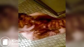 Skinny daughter with shit and piss.