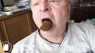 old man sucking a turd