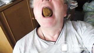 old man sucking a turd