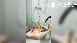 satan slave eats his own shit during enema session