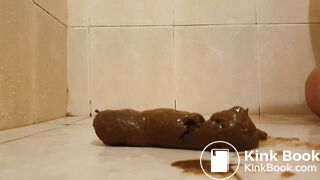 Dirty shit pig eating its meal (Scat)